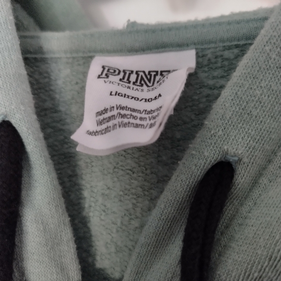 PINK VICTORIA'S SECRET Sage Green Lightweight Zip Hoodie size L - Picture 3 of 4